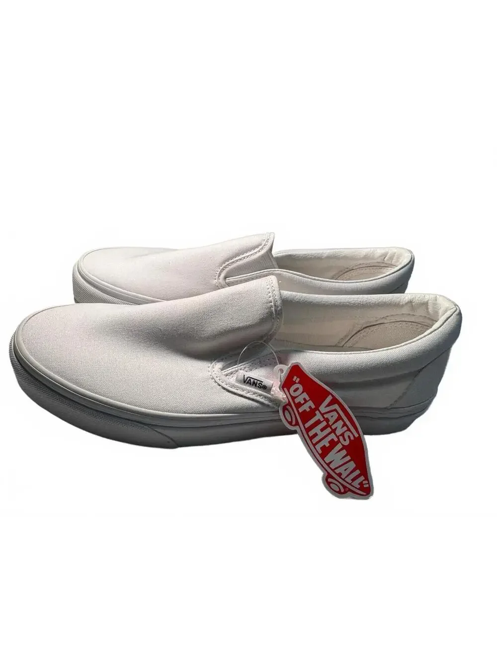 NIB Vans Classic Slip-On True White Canvas Sneakers Men’s 9 / Women’s 10.5